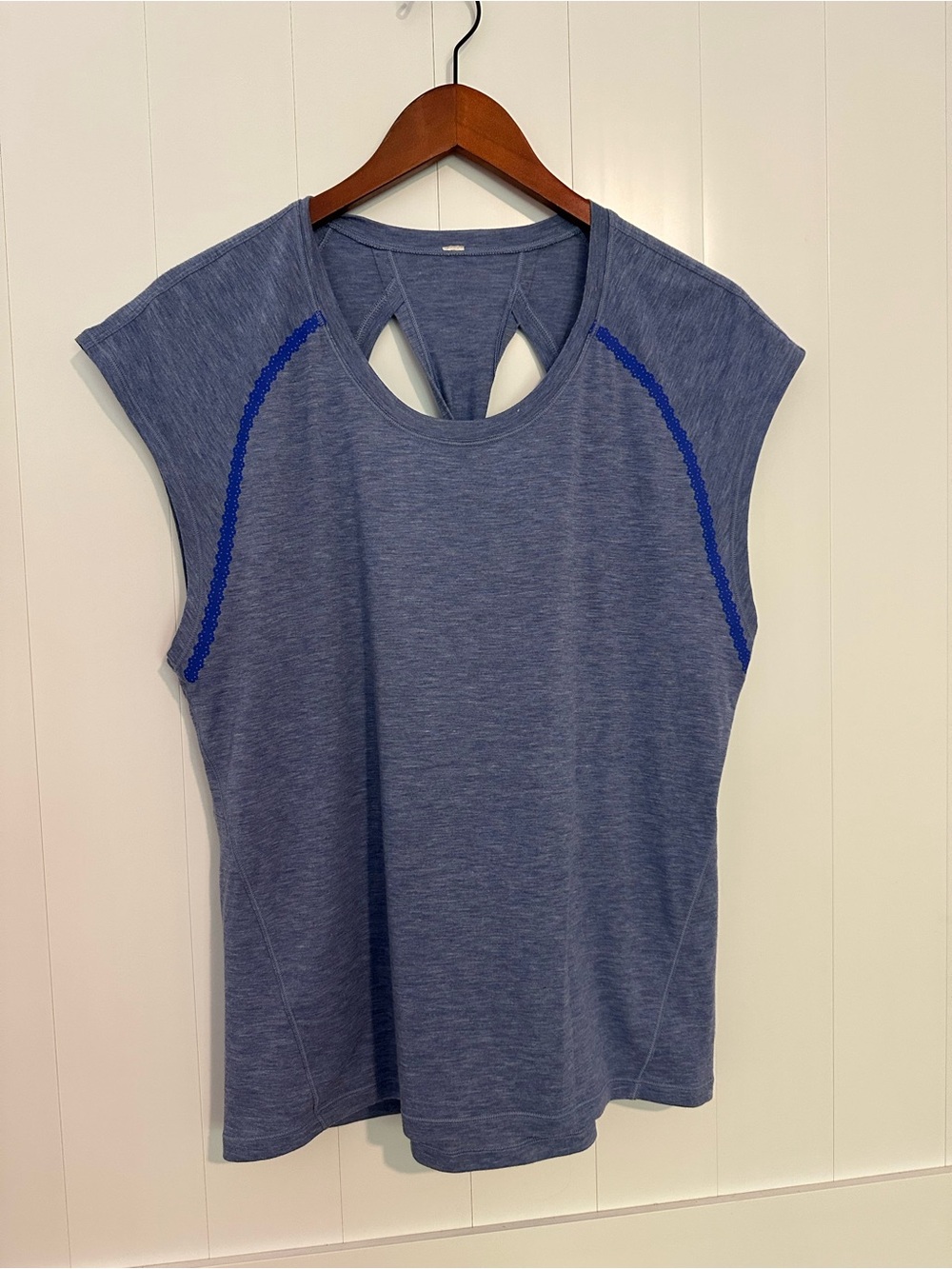 lululemon athletica Heathered Blue Tank with Royal Stitching